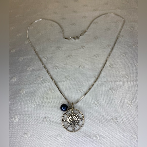 NWOT STERLING SILVER  PENDANT with REAL BLUE or BLACK PEARL on Silver tone Chain - Picture 3 of 5